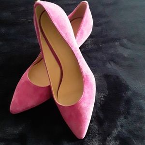 Magenta (fuchsia) heel Suede Pumps